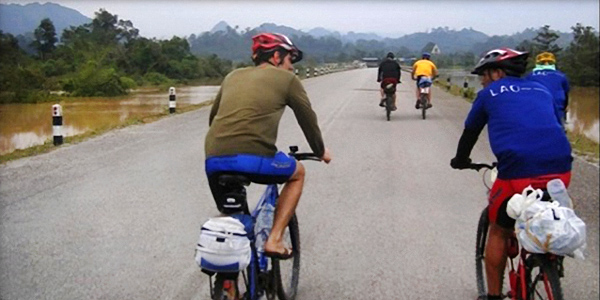 Bicycling through Khammouane Province, Laos.